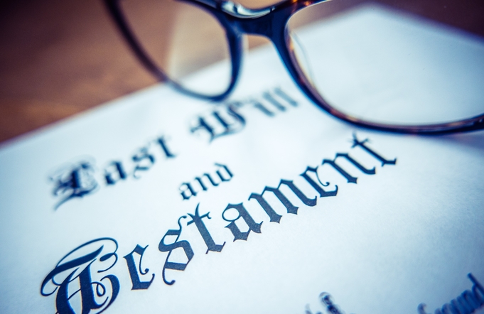 Retro Styled Detail Of A Last Will And Testament Document With Glasses